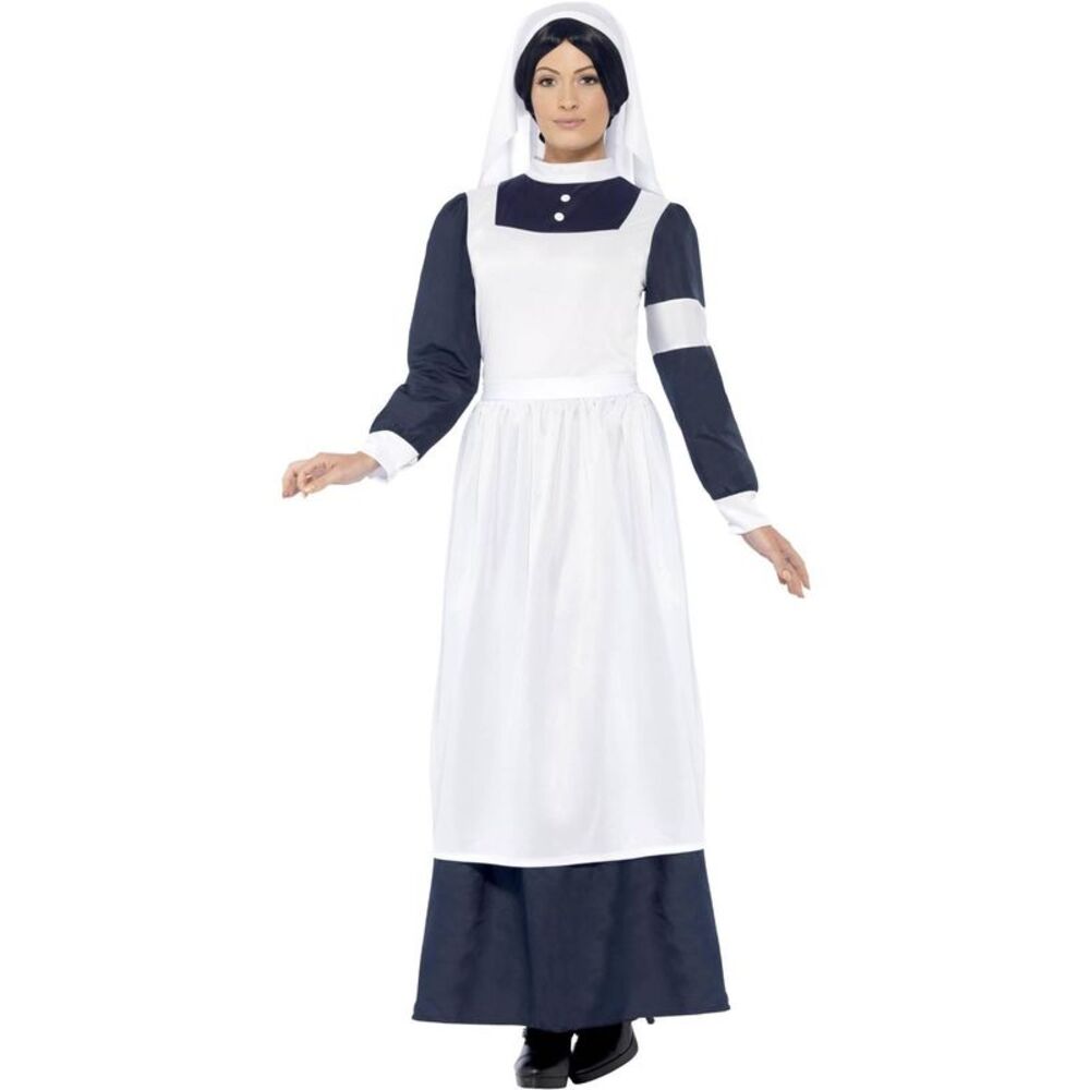 Smiffys Womens/Ladies Great War Nurse Costume Set / White/Blue